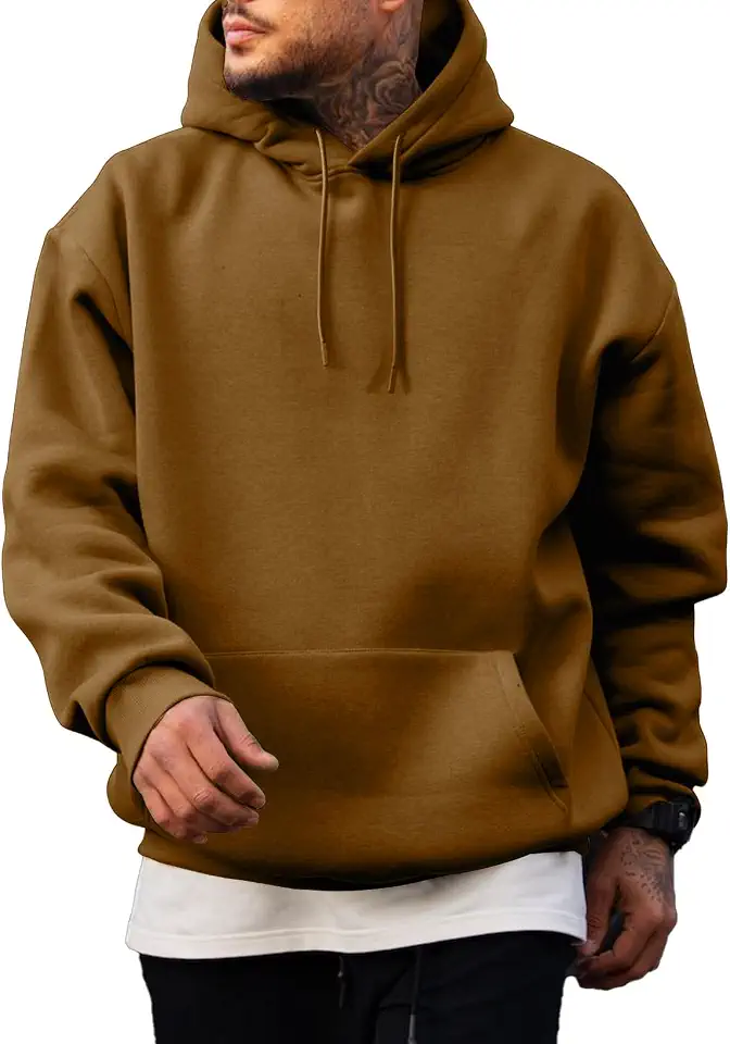 JMIERR Mens Casual Oversized Hooded Collar Drawstring Cotton Hoodies Pullover Sweatshirts Casual Long Sleeve Shirts
