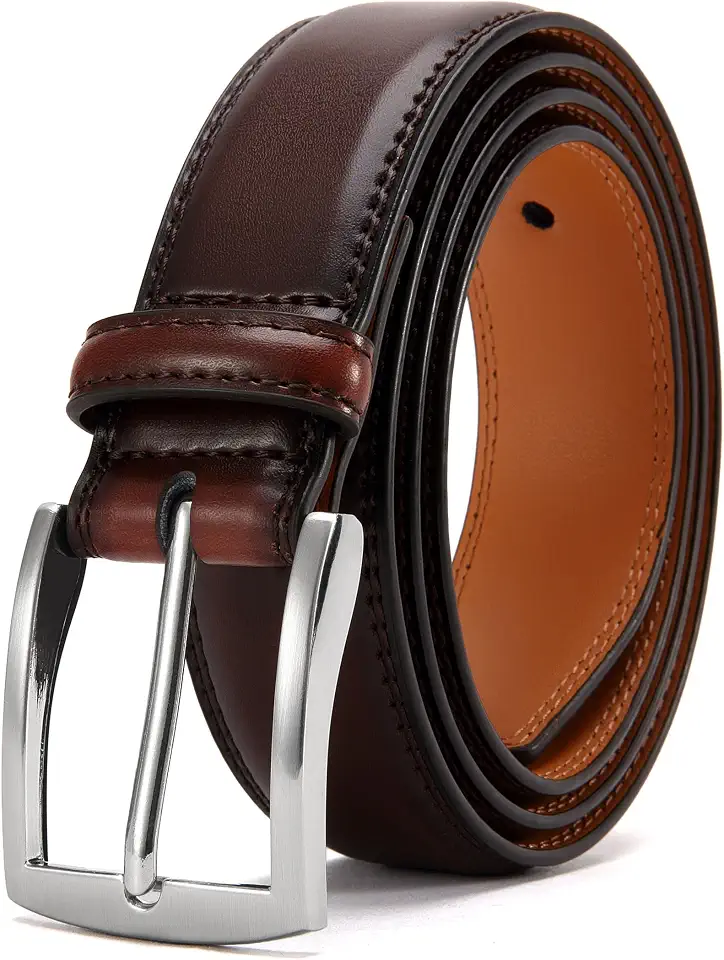 Mens Dress Belt - Genuine Leather Dress Belts For Men,Casual Suit Jeans Belt-Single Prong Buckle black belt