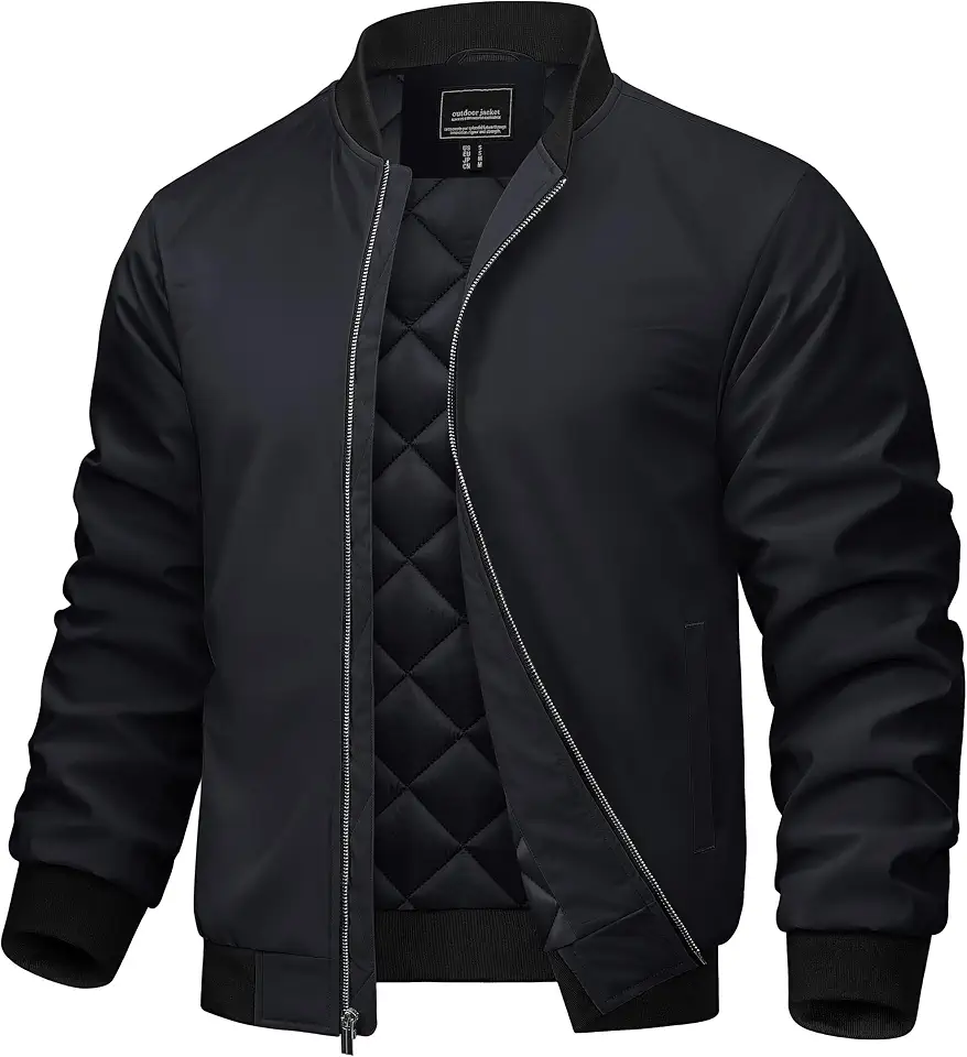 TACVASEN Men's Bomber Jacket Fall Winter Warm Full Zip Windbreaker Jackets