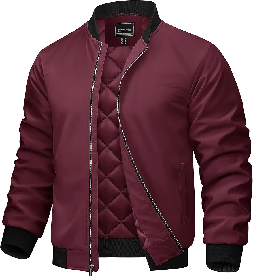 TACVASEN Men's Bomber Jacket Fall Winter Warm Full Zip Windbreaker Jackets