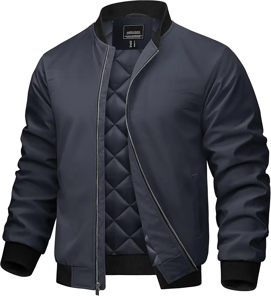 TACVASEN Men's Bomber Jacket Fall Winter Warm Full Zip Windbreaker Jackets