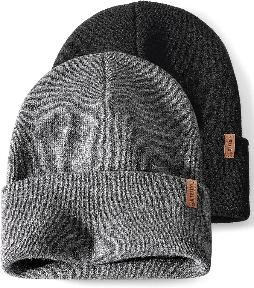 OEKO-TEX STANDARD 100 FURTALK Mens Womens Cuffed Beanie 2 Pack Winter Warm Knit Skull Hats
