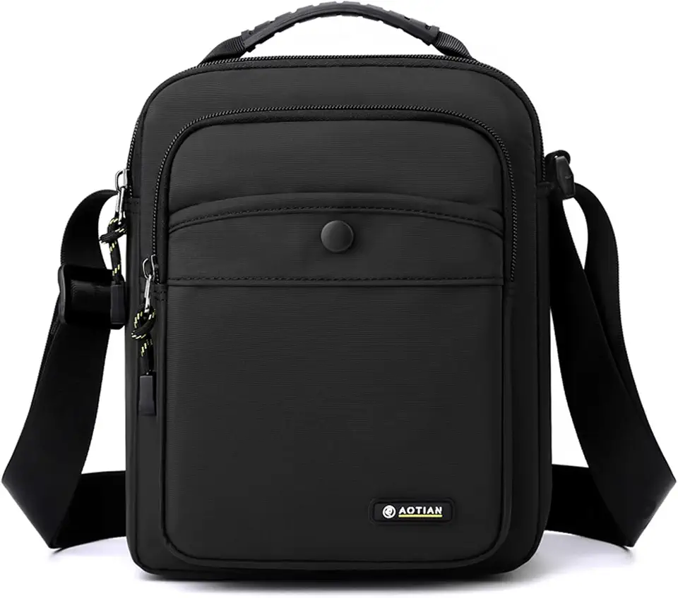 Men's Black Nylon Crossbody Messenger Bag