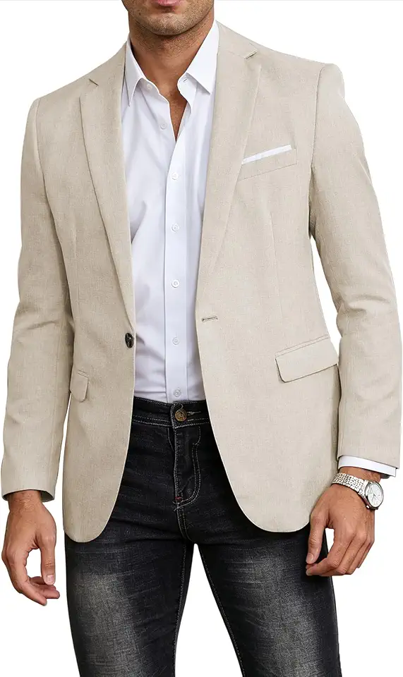 EMERAIDVLN Mens Western Blazer Slim Fit Casual Suit Jacket
