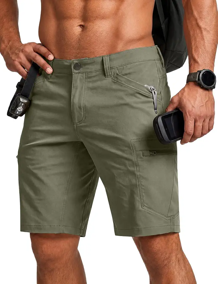 CQR Men's Quick Dry Stretch Hiking Cargo Shorts, Lightweight Water Resistant Tactical Casual, Golf & Outdoor with Pockets