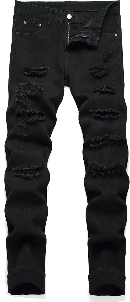 Men's Washed Black Straight Jeans