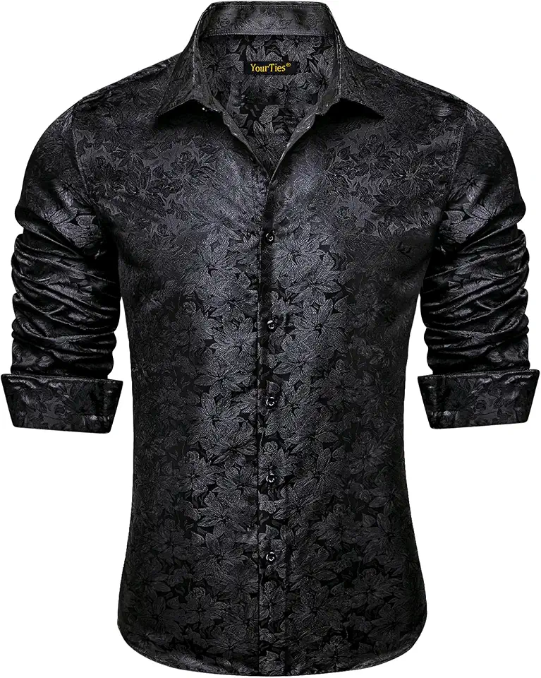 YourTies Mens Paisley Dress Shirt Western Long Sleeve Button Down Shirt