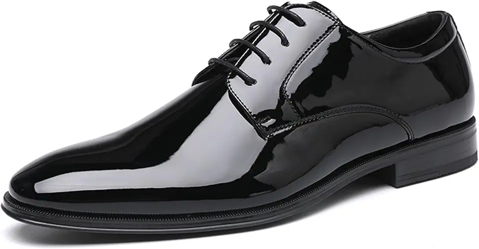 DECARSDZ Mens Classic Formal Oxford Lace-up Patent Leather Shoe for Men Wedding Suit Tuxedo Dress Shoes
