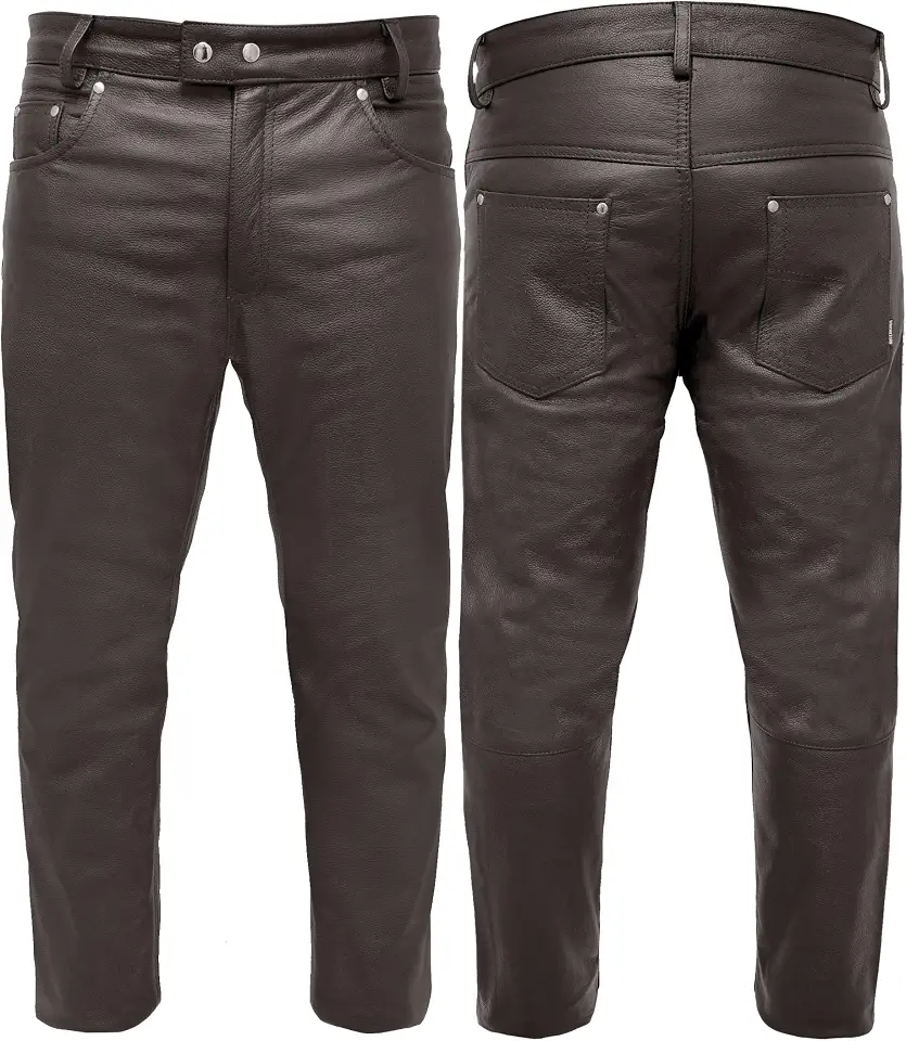 Leather Pants Motorcycle Pants for Mens 30" to 44" Waist Jeans Style Pant with 5 Pockets Motorbike Pant for Biker