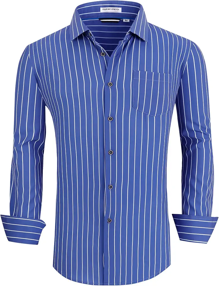 Alex Vando Mens Wrinkle Free 4-Way Stretch Print Business Casual Shirt