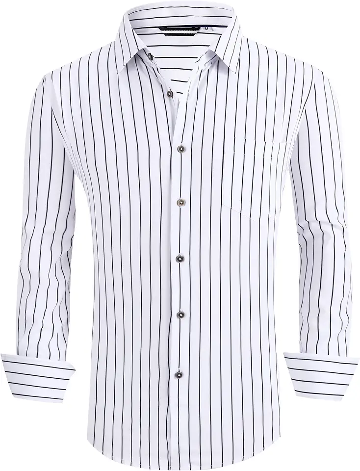 Alex Vando Mens Wrinkle Free 4-Way Stretch Print Business Casual Shirt