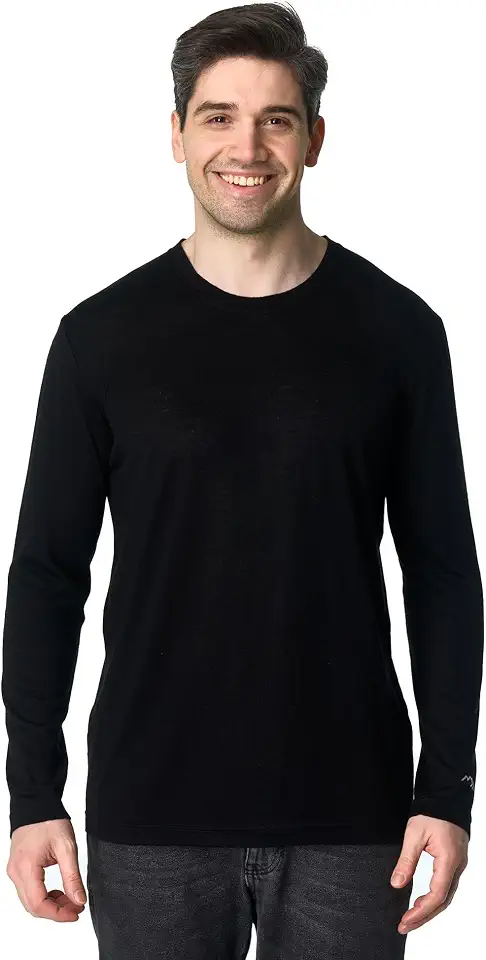 100% Merino Wool Shirts for Men - Thermal Shirt Underscrub Long Sleeve