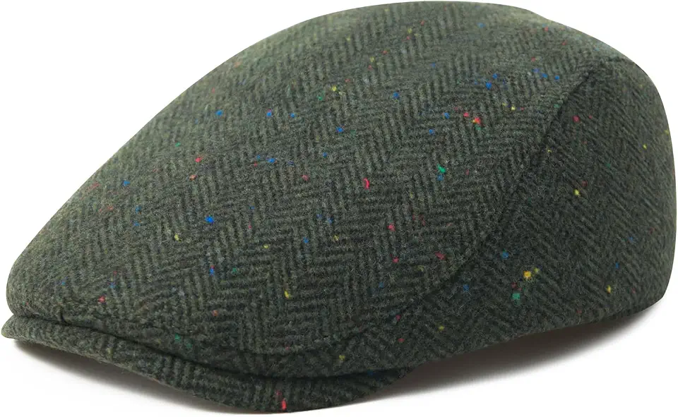 FEINION Men Wool Blend Flat Cap Tweed Newsboy Ivy Hat