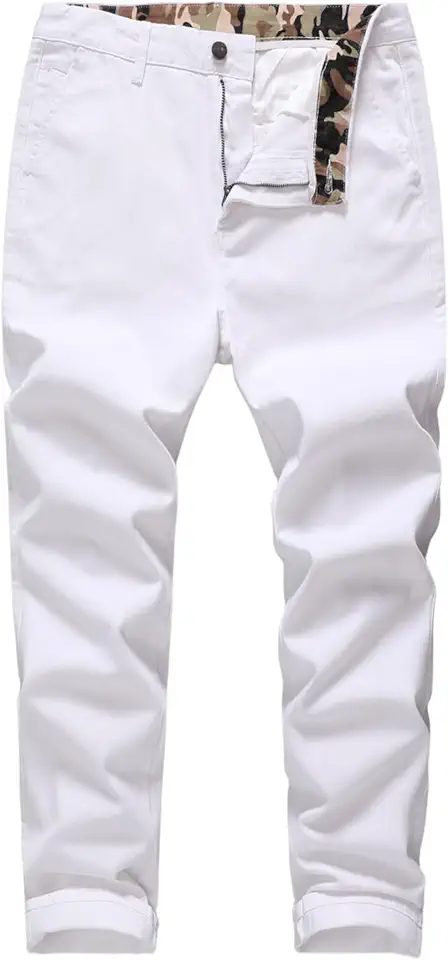 MZNBURAM Men's Classic-Fit Straight Casual Fashion Non-Stretch Cotton Chino Pants