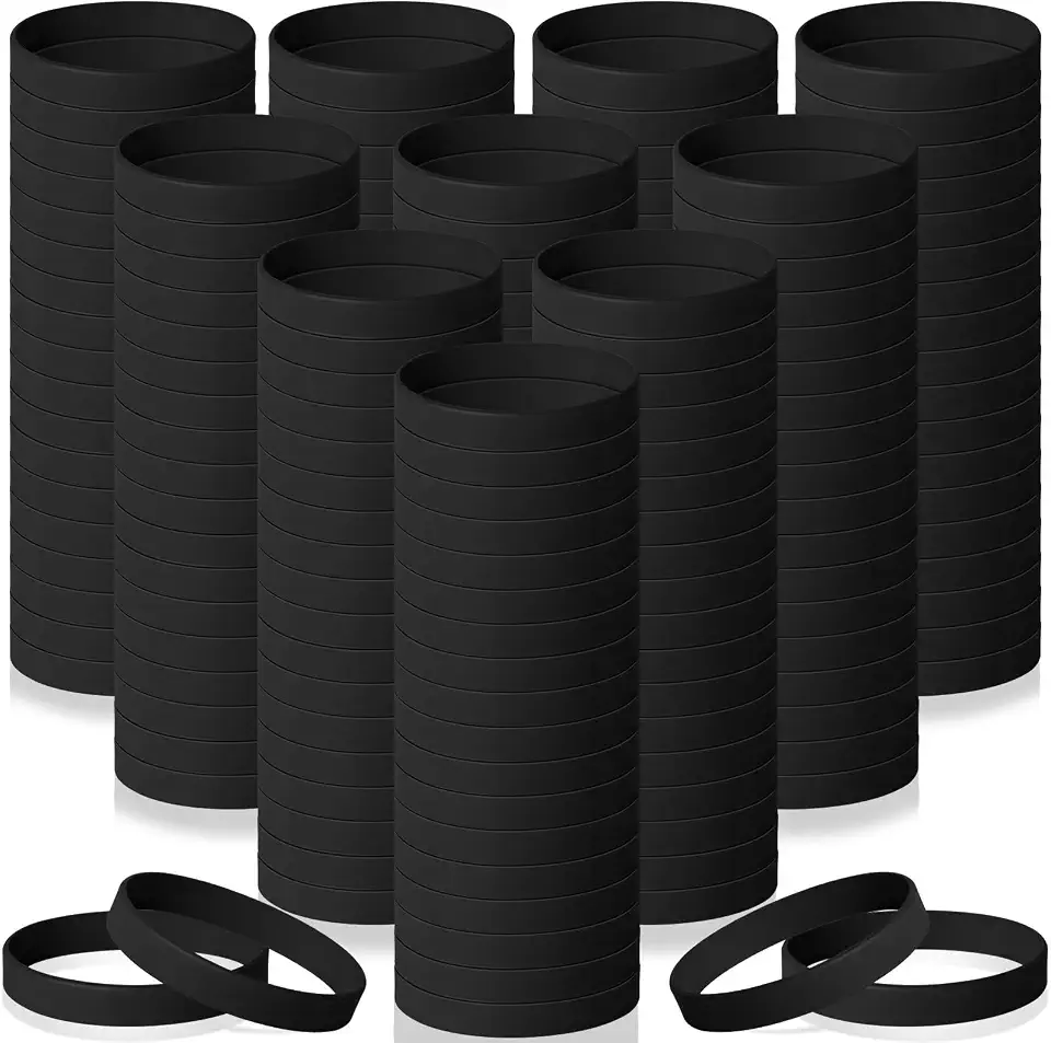 240 PCS Black Rubber Silicone Bracelets, Blank Wristbands Gifts Supplies for Adults Kids Sports Teams Party (Black)
