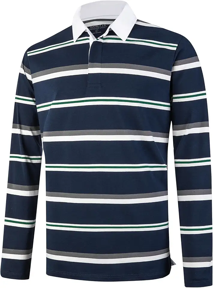 Men's Green Navy Striped Rugby Shirt