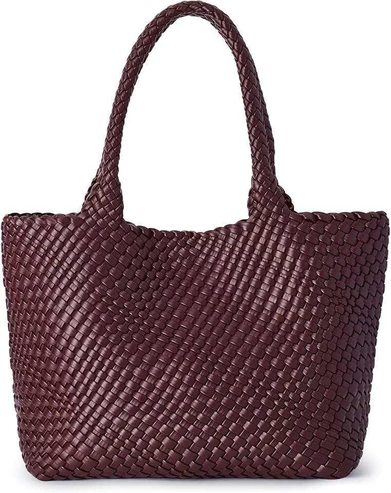Woven Tote Bag for Women Soft Vegan Leather Large Shoulder Bag