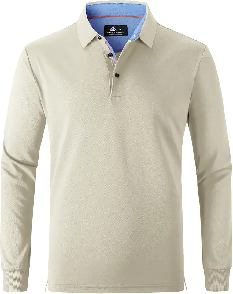 Polo Shirts for Men Long Sleeve Moisture Wicking Golf Polos Casual Travel Performance Collar Shirts
