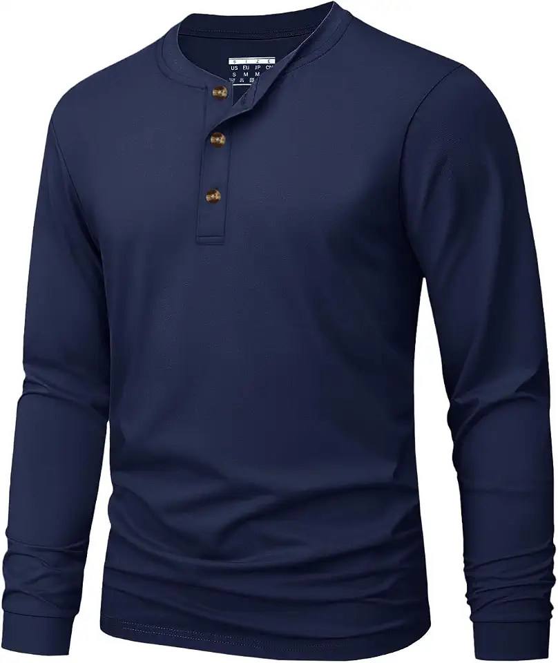 MAGNIVIT Men's Cotton Henley Shirt Long Sleeve Solid Color Casual Tee