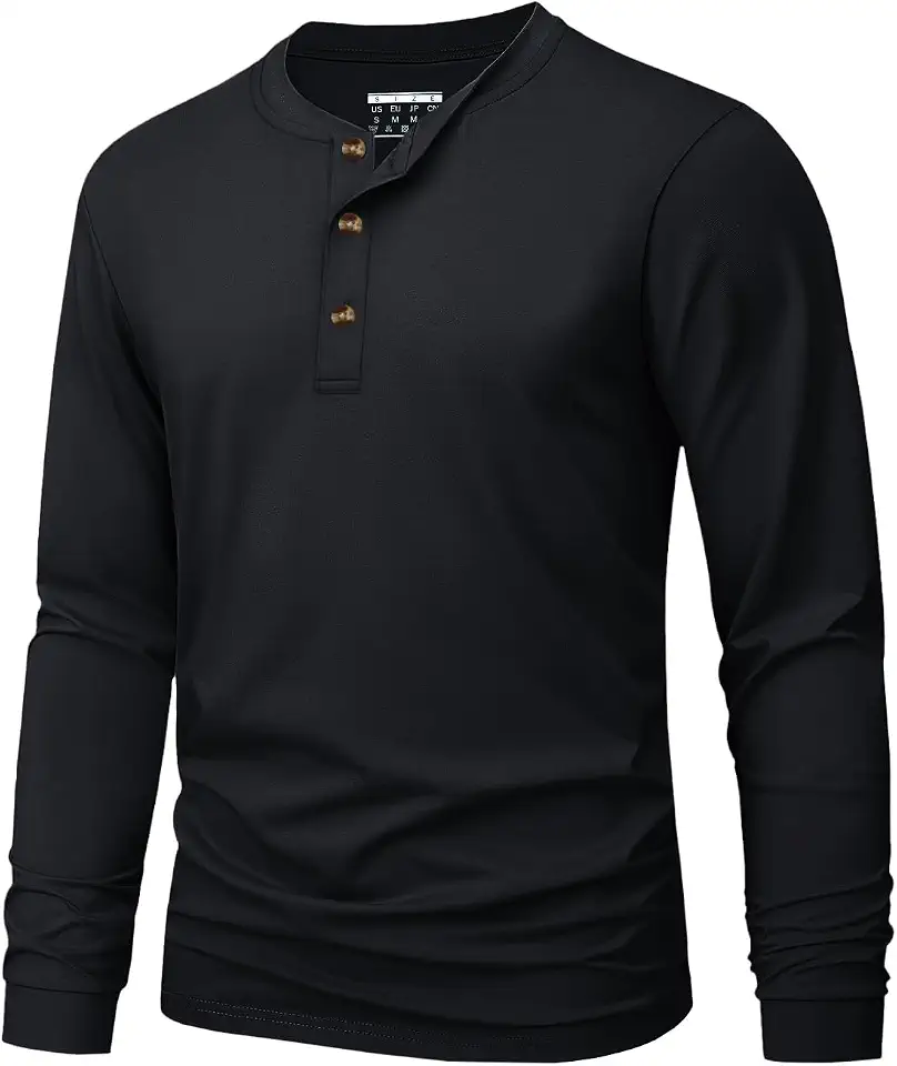MAGNIVIT Men's Cotton Henley Shirt Long Sleeve Solid Color Casual Tee