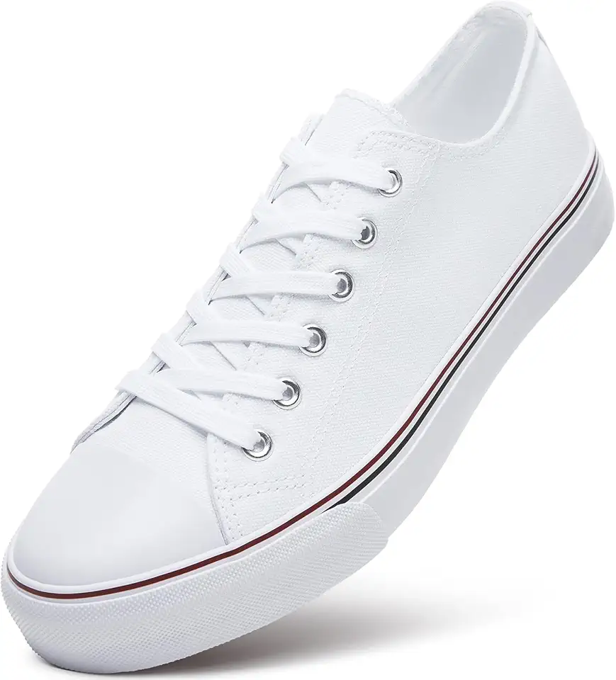 ZGR Mens Black Classic Canvas Sneakers,Low Top Tennis Lace-up Casual Shoes | Breathable canvas upper,memory foam comfort,non-slip outsole,low-top lace-up,casual,walking,travel,tennis