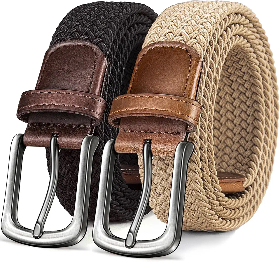 KEMISANT Men's Stretch Woven Braided Web Golf Belt 1 3/8"-Multi-Pack