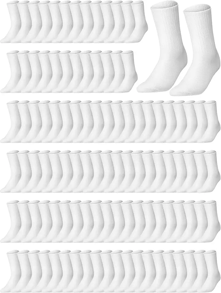 Haysandy 150 Pairs Women Men Socks Bulk Crew Unisex Casual Soft Cotton Socks Athletic Dress Socks for Homeless Gift