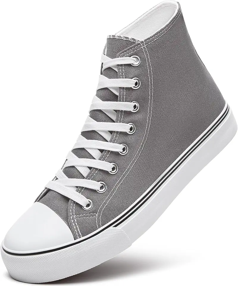 ZGR Men's High Top Canvas Sneakers Lace Up Classic Casual Walking Shoes | Breathable canvas upper,non-slip rubber outsole,high-top lace-up,classic casual style,for walking,tennis,travel,sports