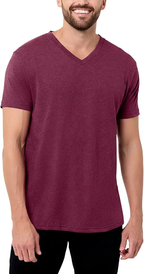 Men's V-Neck T-Shirt Fitted Short Sleeve Soft Cotton Vneck Tees S-2XL | Soft fitted casual vneck tees with perfect V depth - no-shrink no-fade comfort for undershirts, sleep shirts & casual wear.
