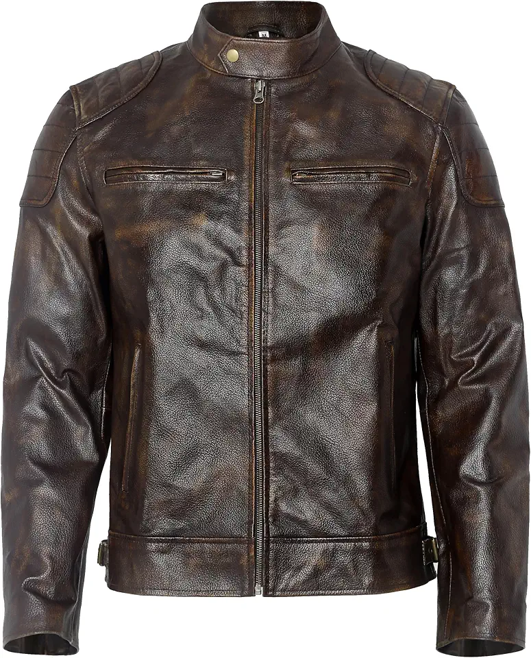 Mens Distressed Brown Leather Jacket - Vintage Brown Leather Jacket For Mens