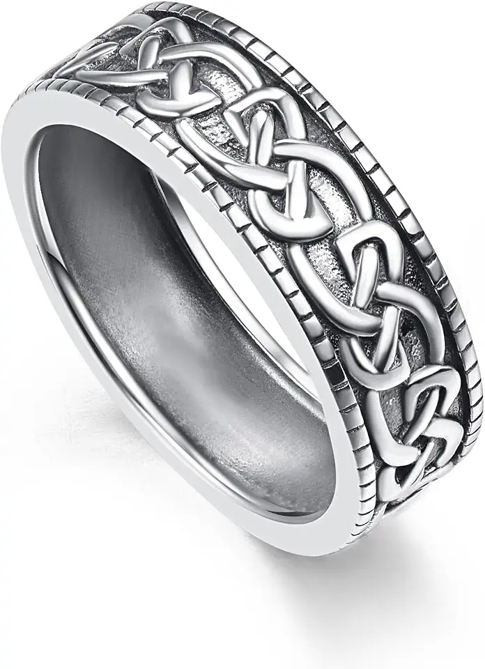 ADMETUS Rings for Men Women, Sterling Silver Celtic Knot Wedding Band Ring
