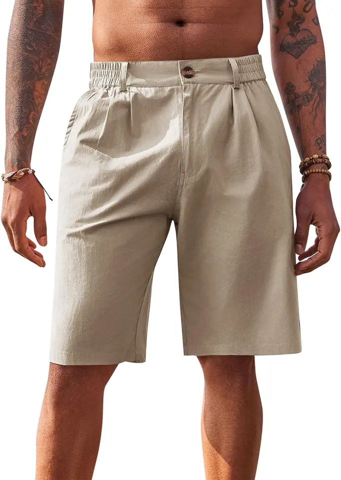 Runcati Mens Golf Shorts Flat Front Chino Dress Work Short Pants