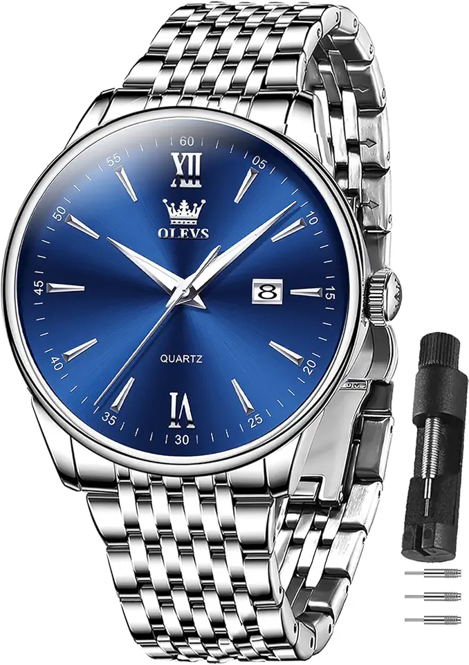OLEVS Watches for Men Luxury Stainless Steel 30M Waterproof Quartz Dress