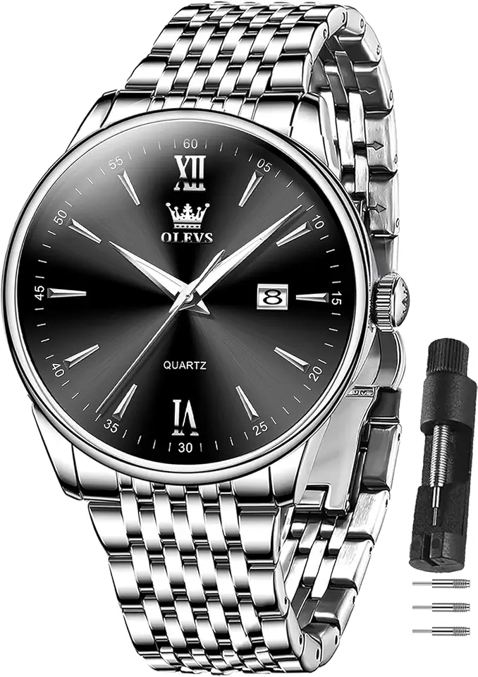 OLEVS Watches for Men Luxury Stainless Steel 30M Waterproof Quartz Dress