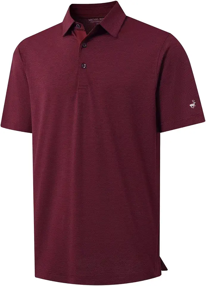 Rouen Mens Golf Shirts Short Sleeve Quick Dry Breathable Active Heather Jacquard Regular Fit Casual Polo Shirts for Men
