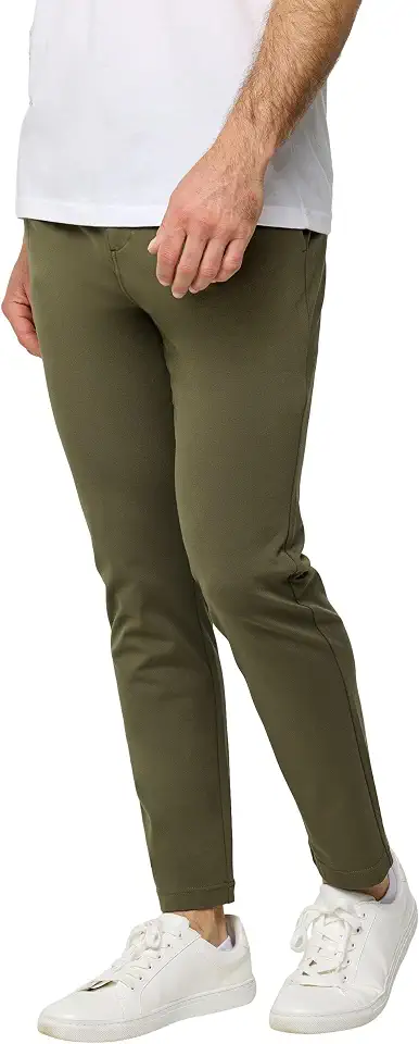Casual Pants for Men Slim Fit Stretch Chino Tech Travel Pants Tapered
