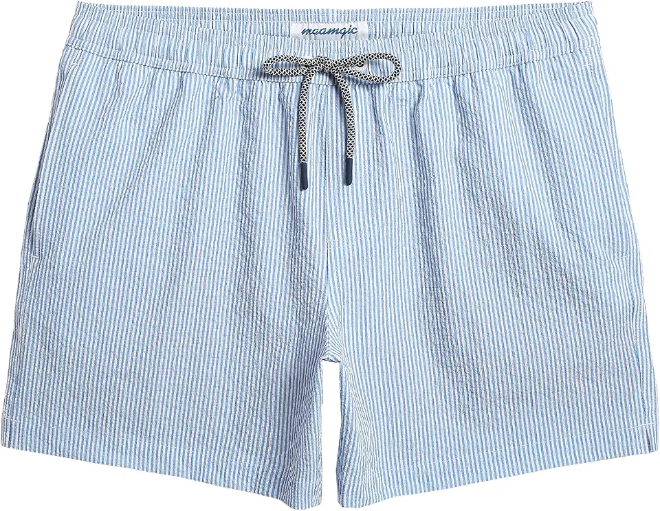 Men's Navy Blue Seersucker Striped Shorts