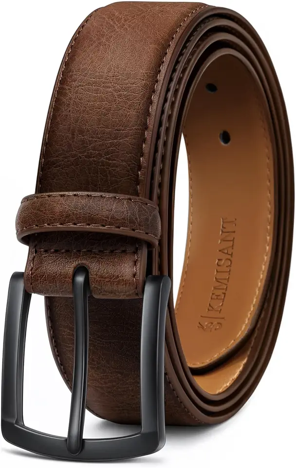 KEMISANT Men Leather Grommet Belt True to Size 1 3/8" Gift Boxed