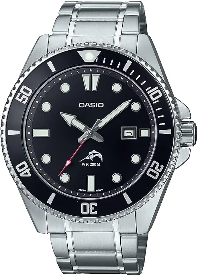 Casio Classic Diver Stainless Steel Watch Date Indicator MDV-106DD-1A1VCF, Black/Silver