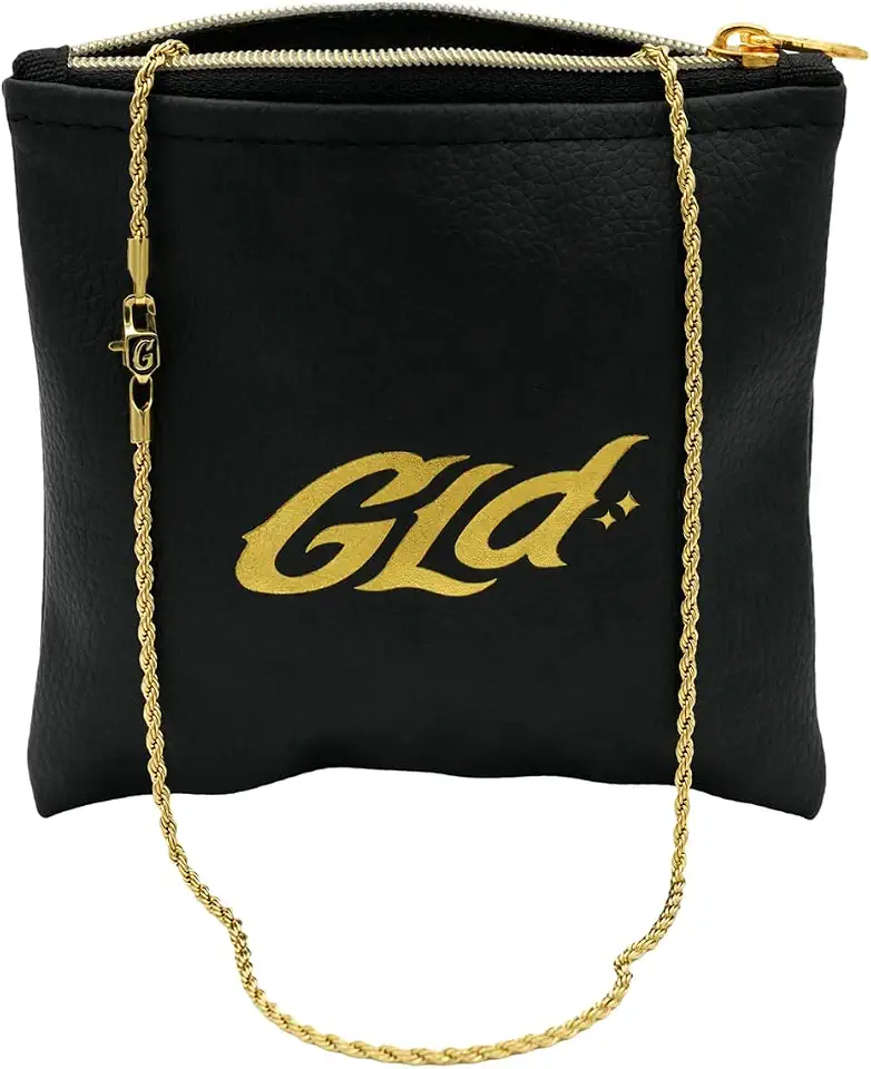 GLD Rope Chain - Gold-Plated Rope Chain with Exclusive Storage Travel Pouch - Snatch-Proof Clasp, Sweat-Proof and Fade-Resistant - Lifetime Quality, Designed in Miami