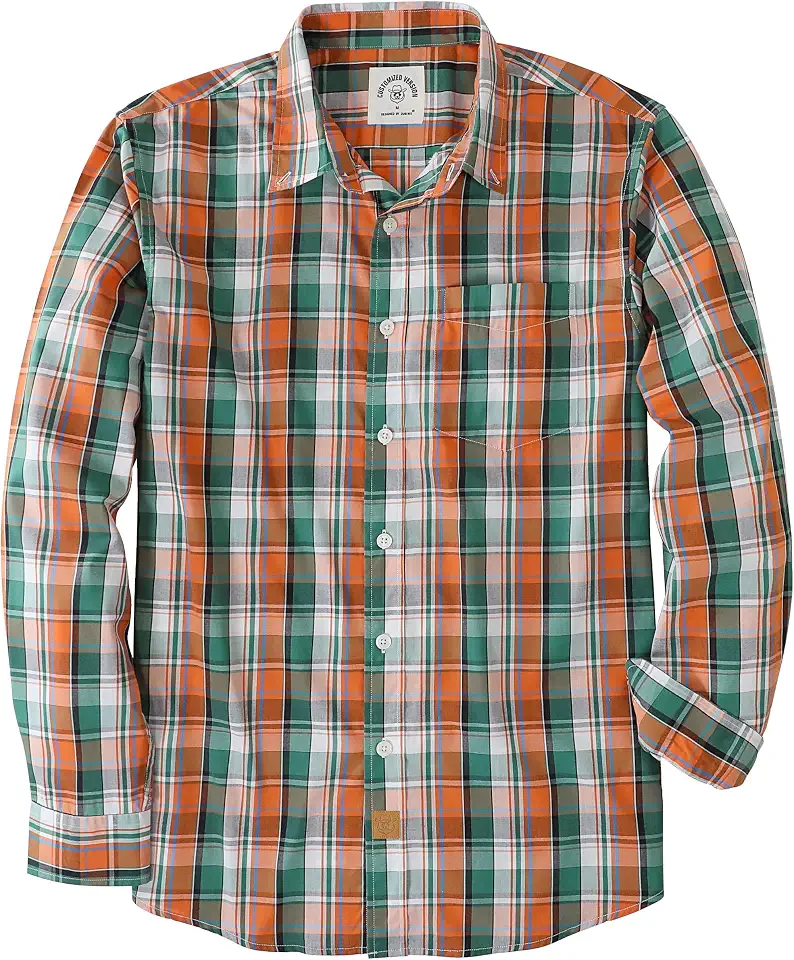 Dubinik Mens Long Sleeve Button Down Shirts Casual Soft Plaid Shirt Men