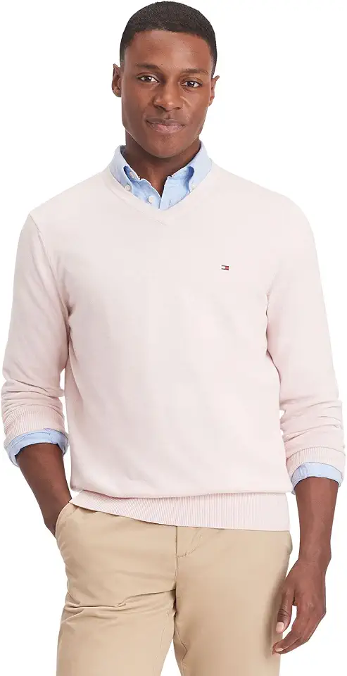 Tommy Hilfiger Mens Essential Long Sleeve Cotton V-Neck Pullover Sweater
