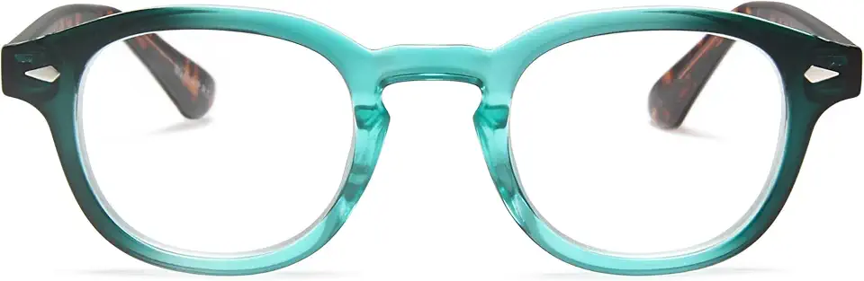 2SeeLife Turquoise Round Premium Clear Frame Reading Glasses – Solid & Sturdy Frame Blue Light Retro Readers for Men & Women with Spring Hinges & Scratch-Resistant Lenses, Strength 2.50