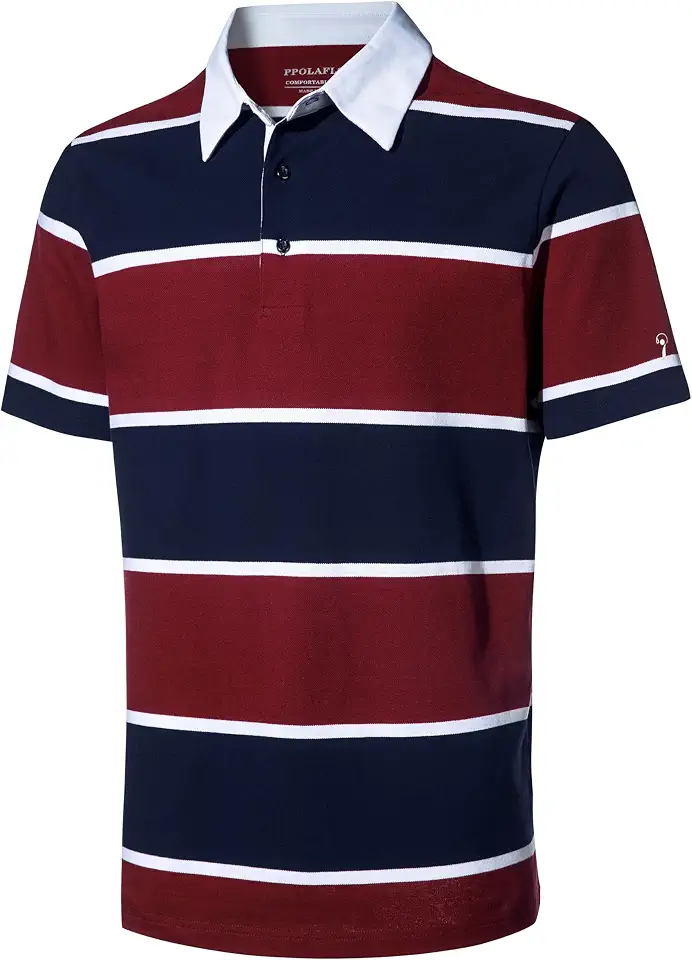 Men's Navy Burgundy Striped Rugby Shirt
