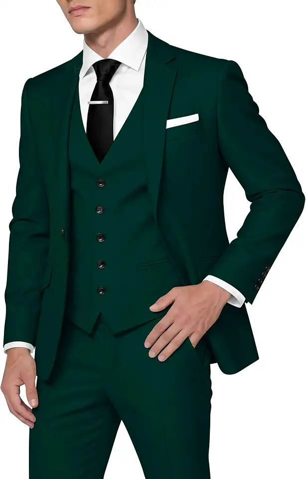HUUTOE Men's 3 Piece Suits Slim Fit Prom Wedding Suits for Men Suit Summer Blazer Jacket Vest Pants Tuxedo Set