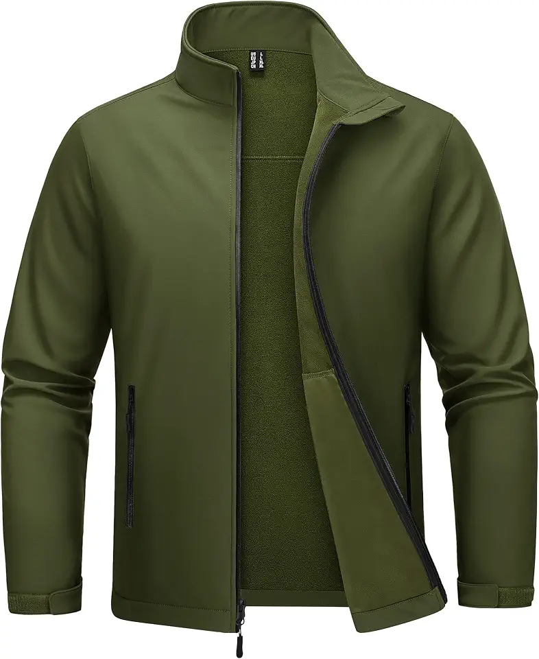 MAGCOMSEN Men's Fleece Lined Softshell Jacket Lightweight Waterproof Windbreaker Zip Up Winter Rain Coat Tactical Hiking