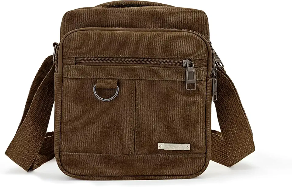 Mens Crossbody Bag, Canvas Messenger Bag for Men, Vintage Shoulder Bag with Adjustable Strap and Handle