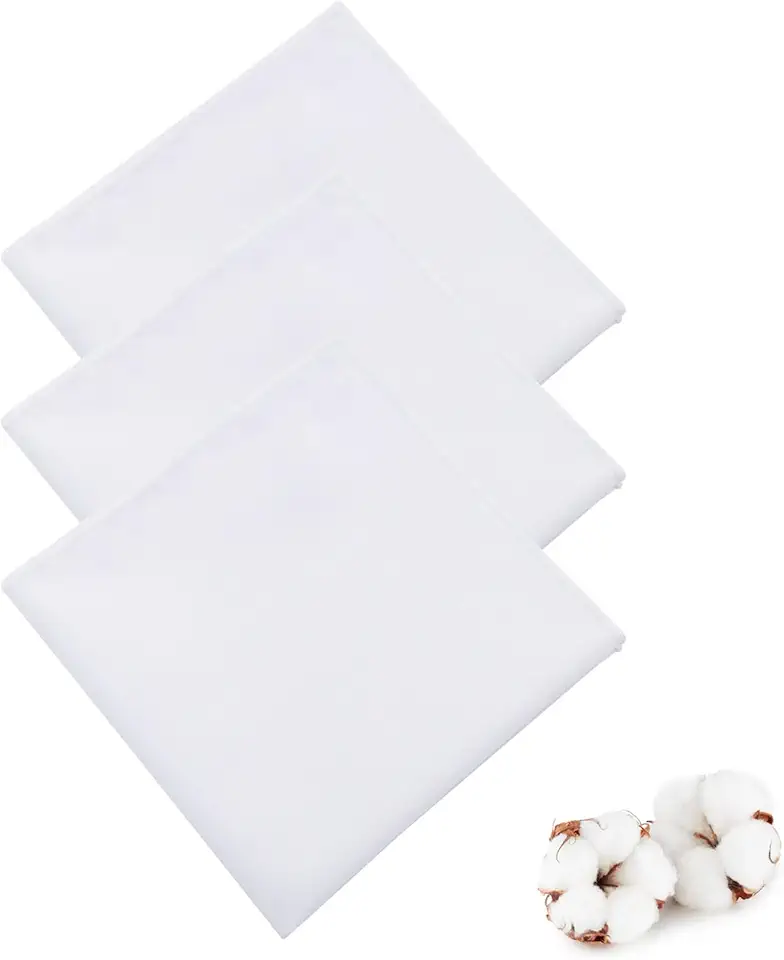 Luckyvestir White Handkerchief, Cotton Pocket Squares for Men, Hankies Mens Handkerchiefs for Suit Jacket Tuxedo Shirt