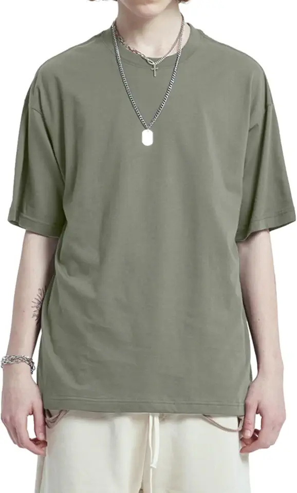 Men's Oversized T-Shirts Heavyweight Cotton Tee Crew Neck Short Sleeve T Shirts Loose Fit Basic Essential Soft Classic Tees