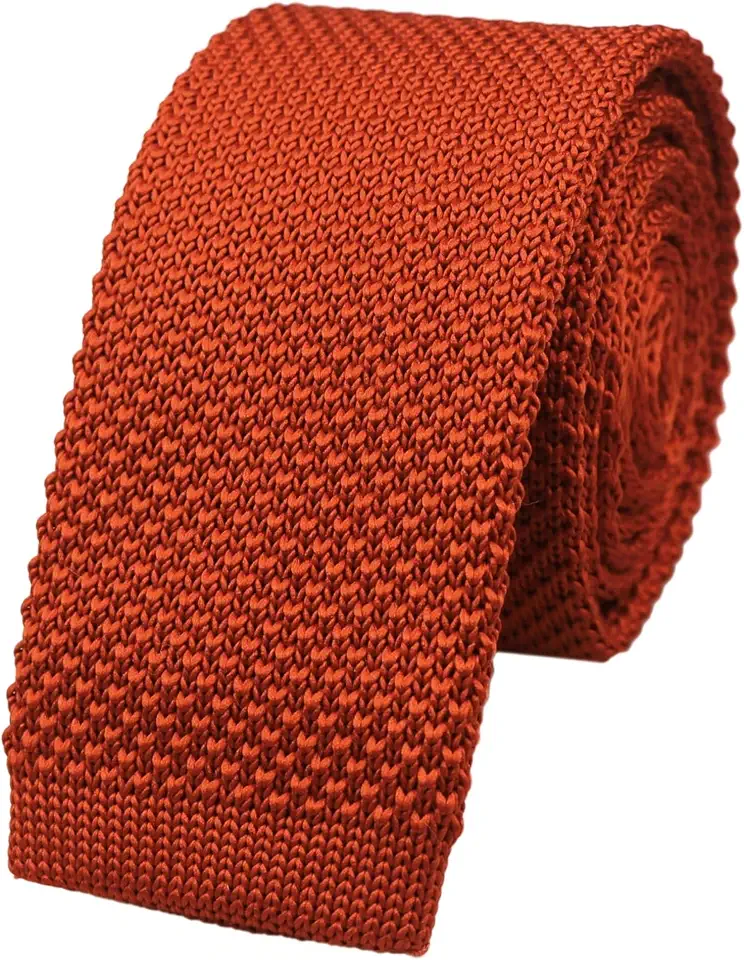 Men's Solid Color Textured Knit Skinny Ties Smart Necktie Square-Cut Finish